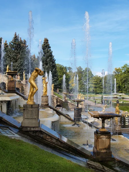 Fountains in Peterhof near Petersburg — Stock Photo, Image