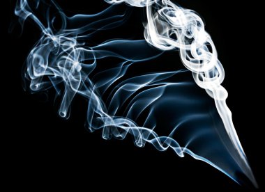 Blue smoke on black background clipart