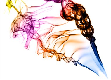 Coloured smoke on white background clipart