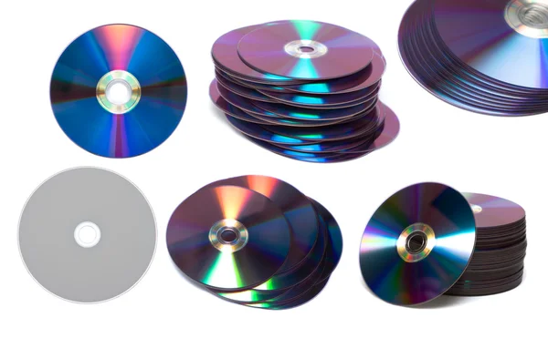 Изолированная стопка дисковых или DVD-ромов — стоковое фото