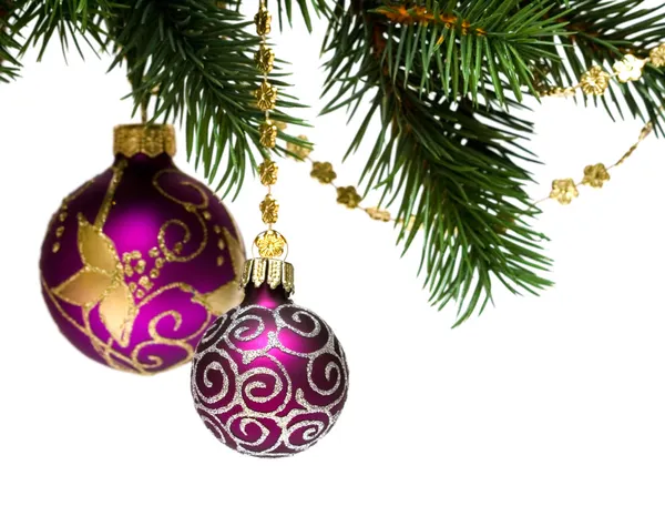 Jul dekoration på en gran-träd — Stockfoto