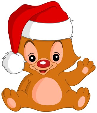 Christmas Waving teddy bear clipart