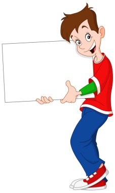 Teenager holding blank sign clipart