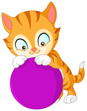 Kitten with ball clipart