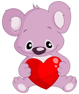 Koala holding a heart clipart