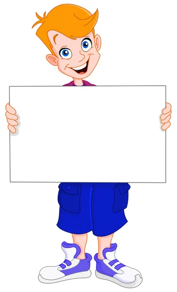 Kid holding blank sign — Stock Vector