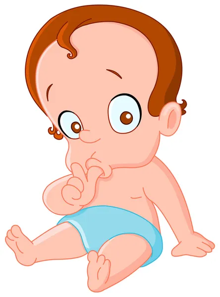 茶色の髪の男の赤ちゃん — ストックベクタ