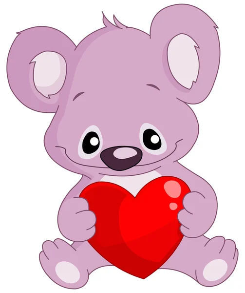 Koala sosteniendo un corazón — Vector de stock