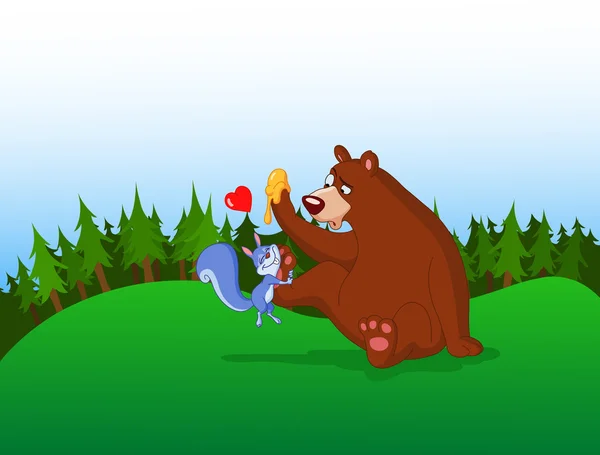 Esquilo e urso —  Vetores de Stock