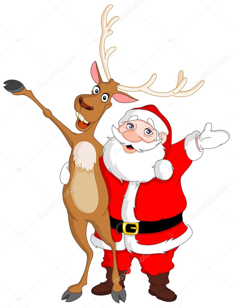 Santa and Rudolph — Stock Vector © yayayoyo #1398330