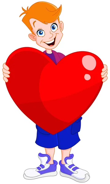 Kid houden hart valentine — Stockvector