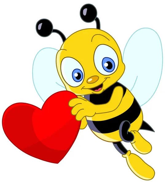 Linda abeja de San Valentín — Vector de stock
