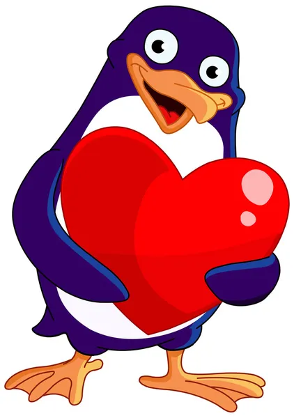 Valentin pingvin — Stock Vector