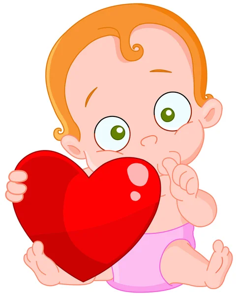 Cheveux roux bébé fille valentine — Image vectorielle