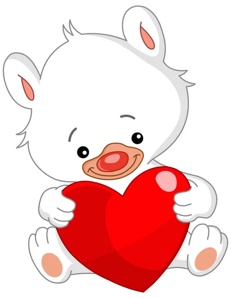 Valentijn Witte teddy bear — Stockvector