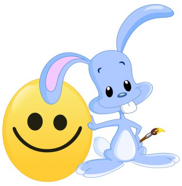 Bunny painted Easter emoji egg clipart
