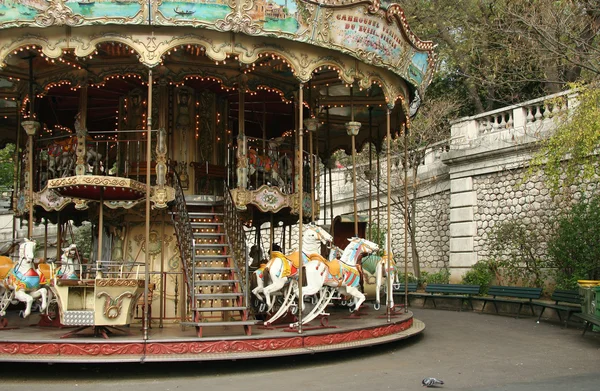 French old carousel with horses — Stock Photo, Image