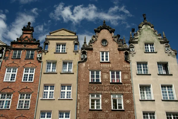 Quattro case colorate a Danzica — Foto Stock