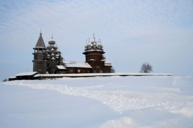 Wooden famous russian museum Kizhi clipart