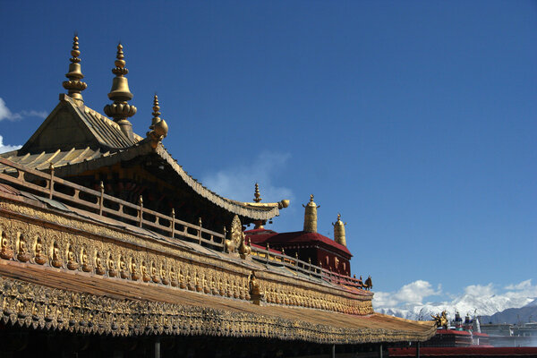 Temple roof and blue sky