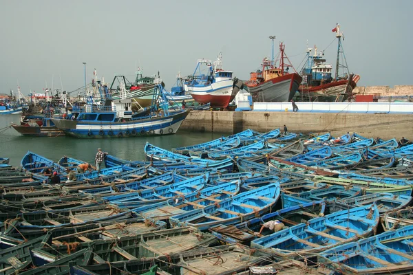 stock image Blue boats in Essaouira port