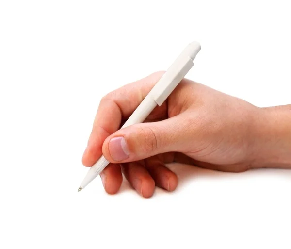 A férfi kezében tollat — Stock Fotó