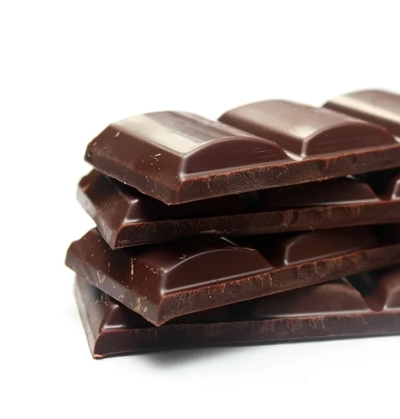 Stapel van donkere chocoladestukjes — Stockfoto