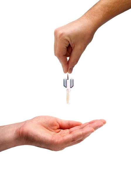 Handing over keys — Stock Photo, Image