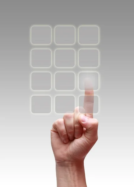 Emberi kéz megnyomja a gombot — Stock Fotó