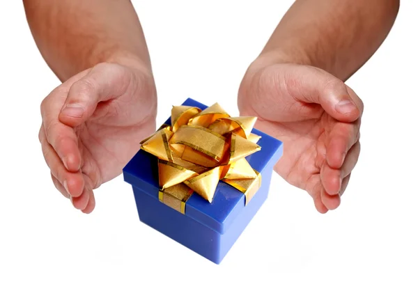 Gift in man hands — Stock Photo, Image