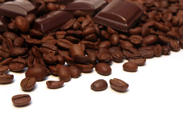 Kaffe och choklad bitar Stockbild