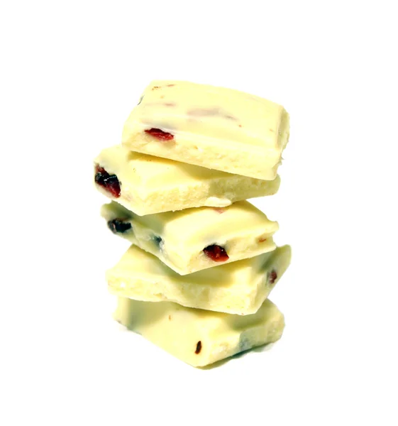 Stos białe kawałki czekolady — Zdjęcie stockowe