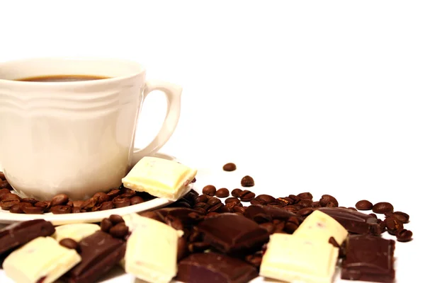 Kopje koffie en chocolade — Stockfoto