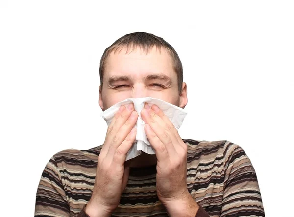 stock image Young man having flu or allergy