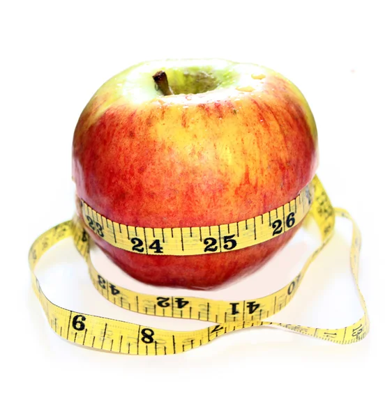 Apple with measure tape — Stock Photo, Image