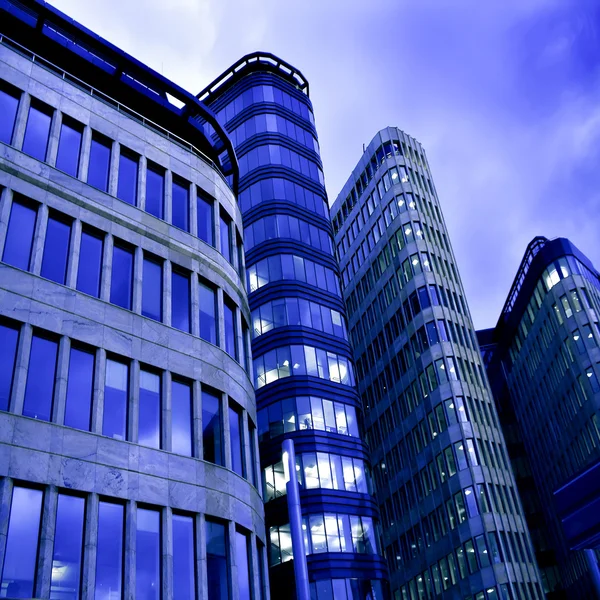 stock image Illuminated modern building skyscraper