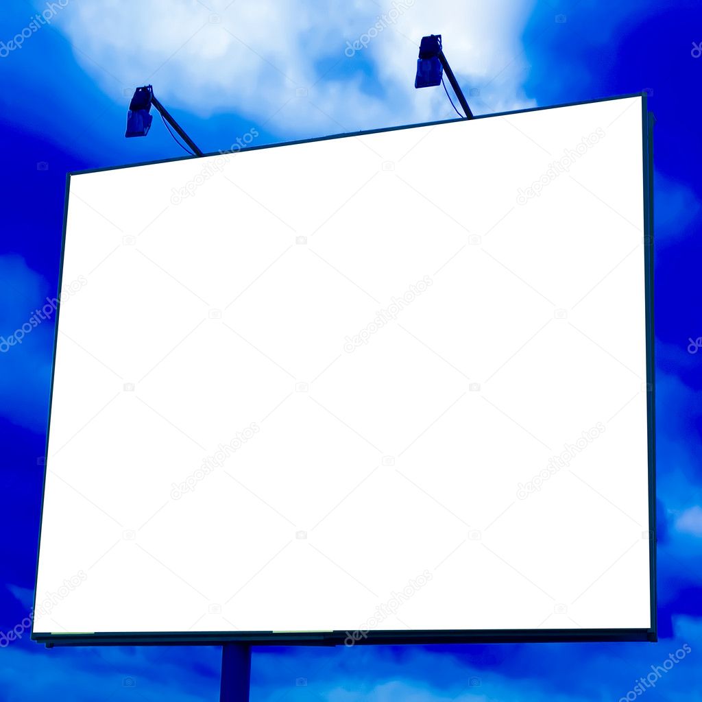 Blank big board over blue sky