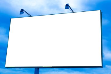 Blank big board over blue sky clipart