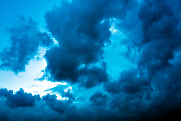 Dark blue cloudly sky