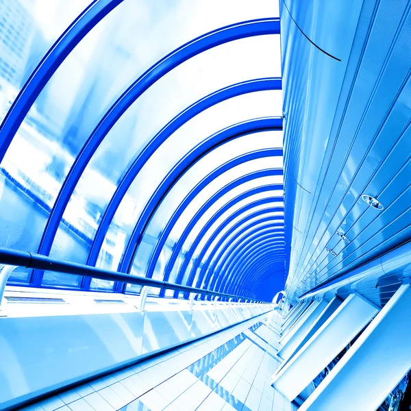 Blue futuristic corridor — Stockfoto