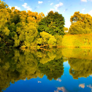 Beautiful reflection of landscape clipart