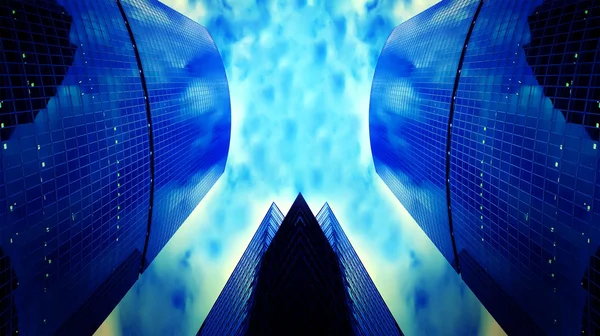 Arranha-céus de negócios simétricos — Fotografia de Stock