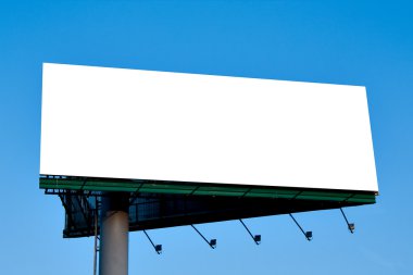 Blank billboard over blue sky clipart