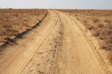 bozkırlarında giden yol.