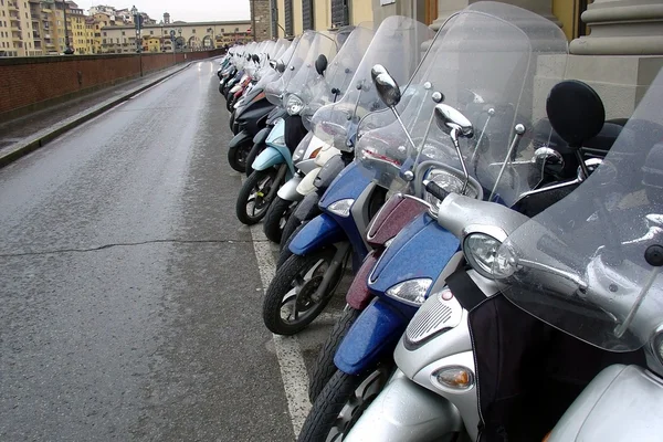 Big row of motorcycles on the street — Stock Photo, Image