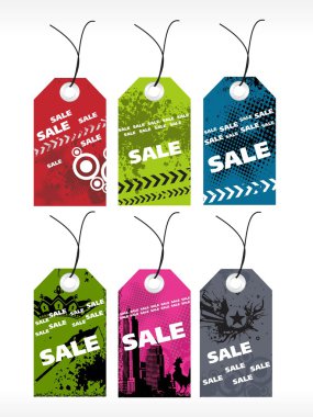 Et of six grungy tag with sale clipart