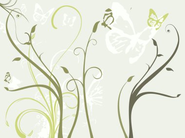 Floral background with butterfly clipart