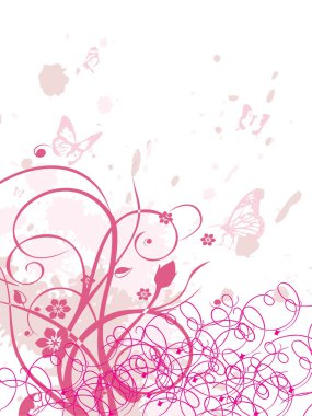 Grungy background with swirls, butterfly clipart