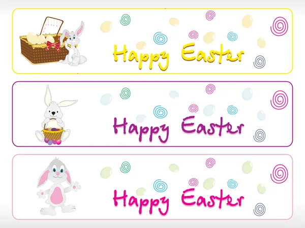 Set van drie gelukkige Pasen banner — Stockvector