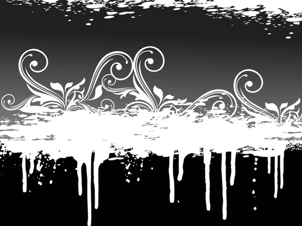 Grungy floral sur fond noir — Image vectorielle